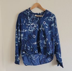 Anthropologie  Pilcro blue print blouse.